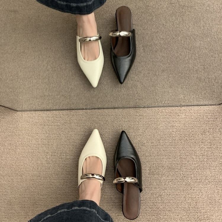 Wedge Jane Mary Pointed Toe Mules