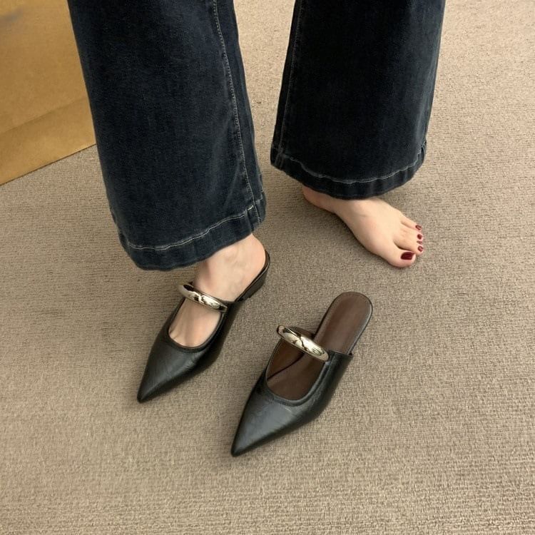 Wedge Jane Mary Pointed Toe Mules
