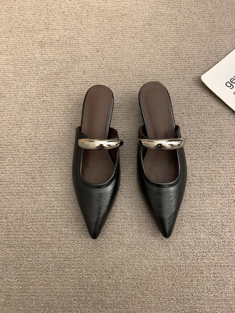 Wedge Jane Mary Pointed Toe Mules