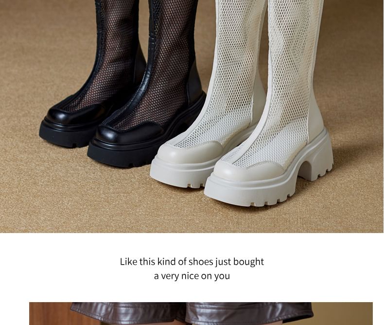 Mesh Platform High Boots Knee Panel