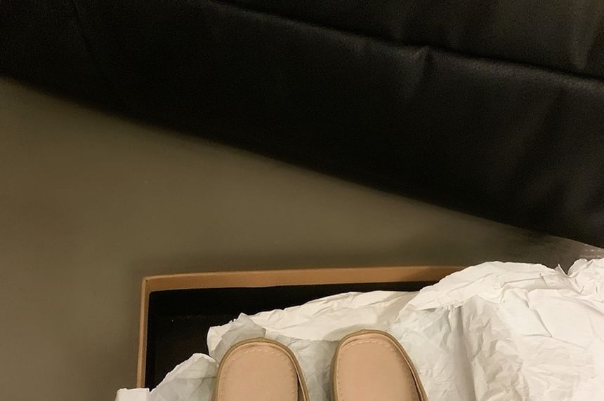 Leather Mules Faux Ruched