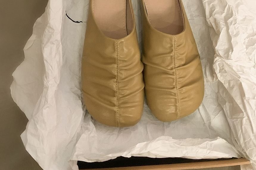Leather Mules Faux Ruched