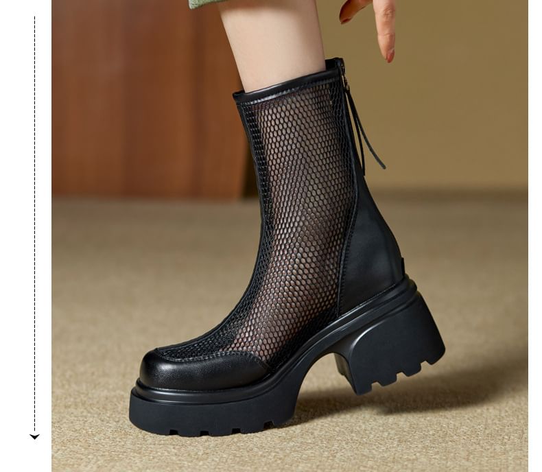 Boots Short Panel Mesh Platform