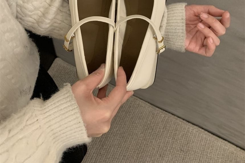 Mary Jane Heel Block Square Toe Pumps