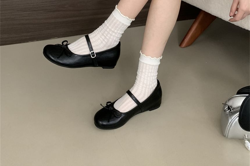 Bow Mary Wedge Jane Hidden Shoes