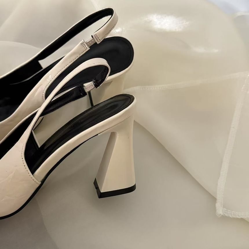 Pointed Toe Slingback Block Heel Pumps