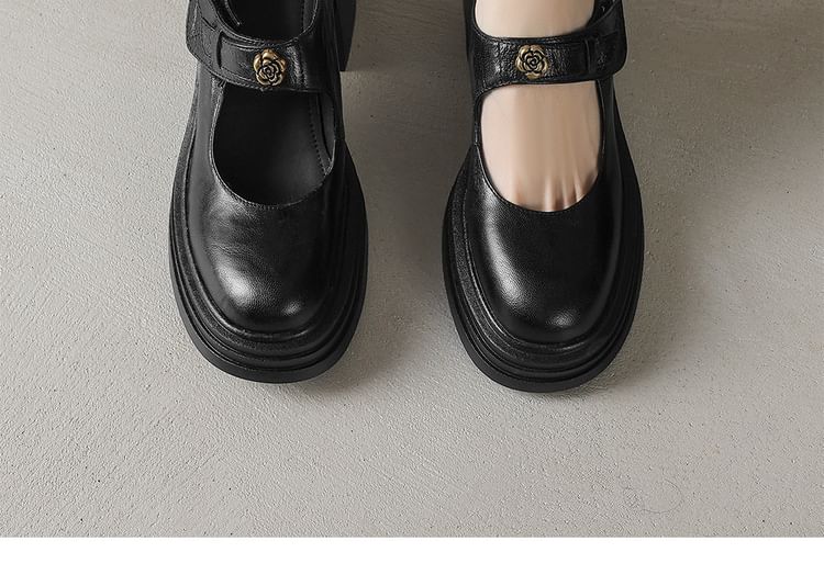 Block Mary Jane Pumps Platform Heel