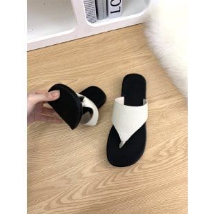 Sandals Leather Faux Slide Thong