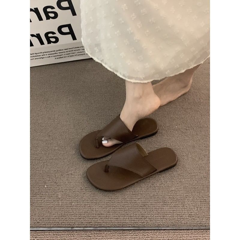 Sandals Leather Faux Slide Thong