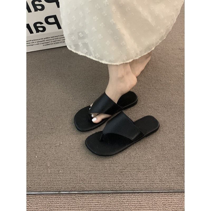 Sandals Leather Faux Slide Thong