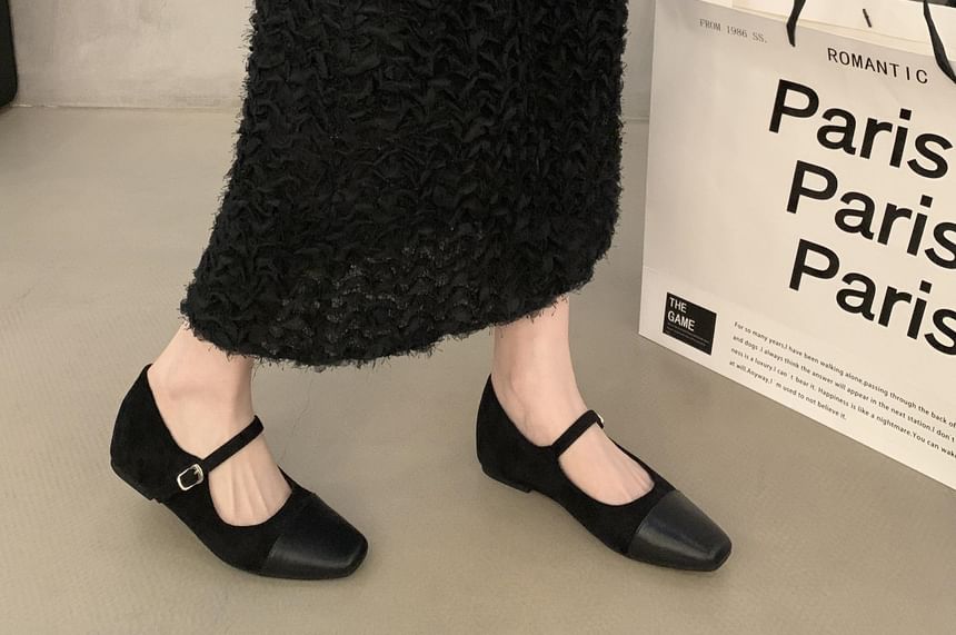 Cap Toe Square Wedge Mary Pumps Jane Hidden