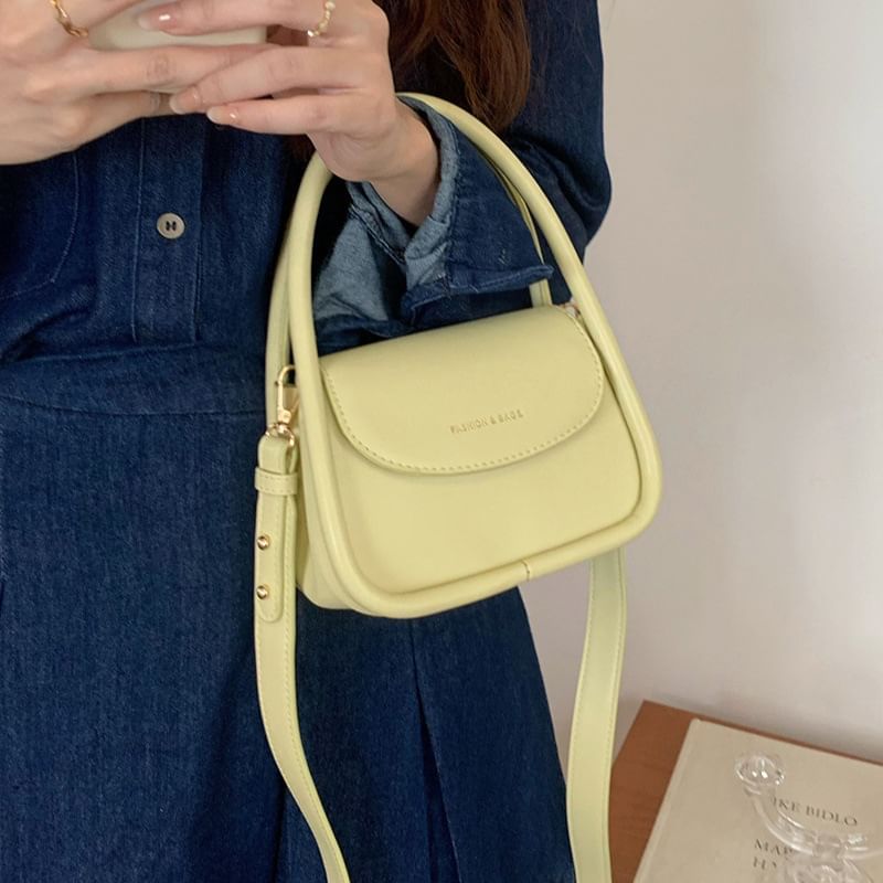 Handle Bag Leather Crossbody Flap Faux Top