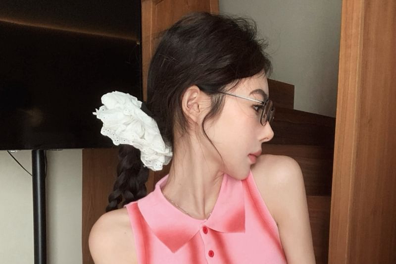 Tank Trim Top Crop Fit Collar Slim Contrast Henley