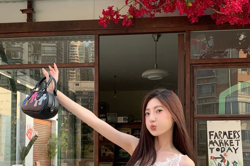 Maxi / Rise Slim Plain A-Line High Tank Fit Top Skirt Lace Panel