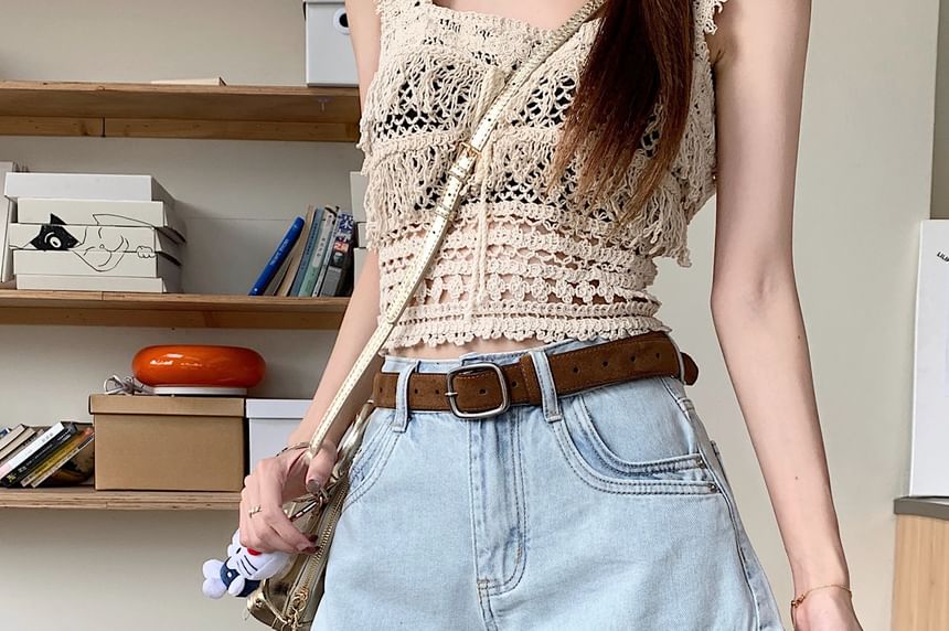 Rise Denim Shorts Mid Washed