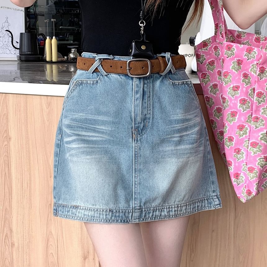 Denim Skirt A-Line High Washed Mini Waist