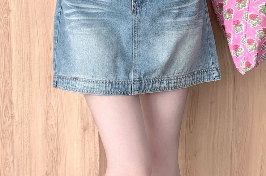 Denim Skirt A-Line High Washed Mini Waist