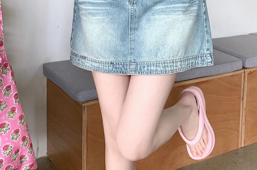 Denim Skirt A-Line High Washed Mini Waist