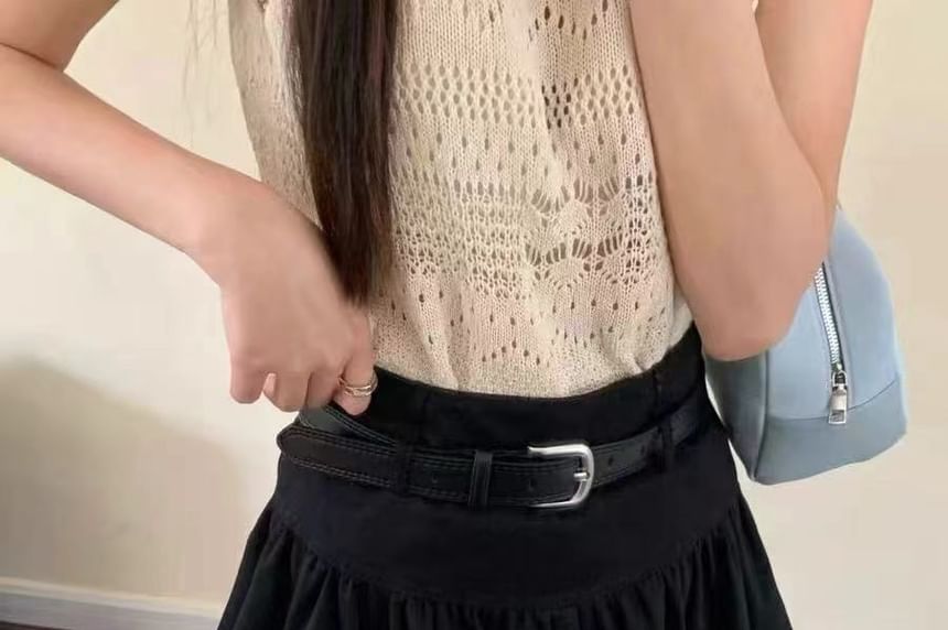 Rise Mini Belt Hem Skirt + A-Line Set: Plain High Bubble