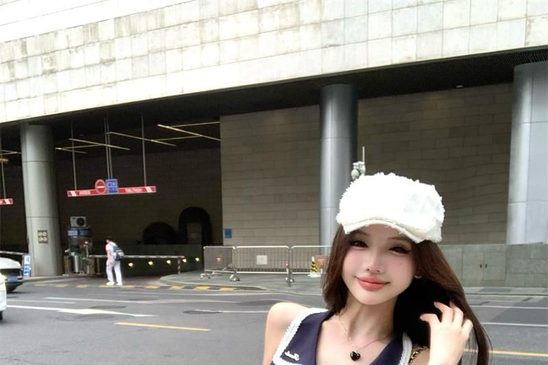 Sleeveless Rise / Blouse Striped High Mini A-Line Bow Collar Skirt Pleated