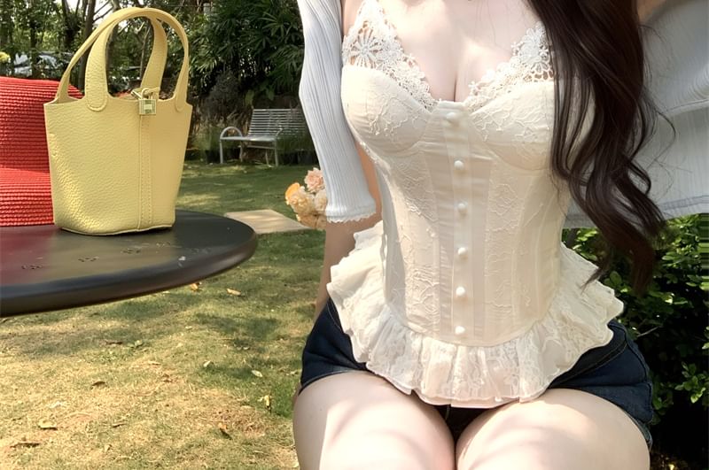Plain Top / Cardigan Panel Corset Lace