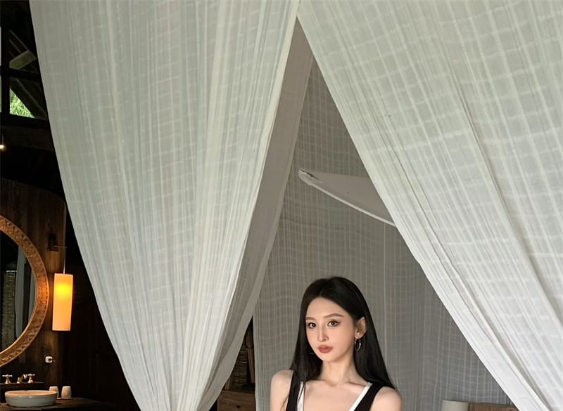 + Plain Dress Top Bodycon Slim Sleeveless Set: Tank Mini Scoop Asymmetrical Neck Fit