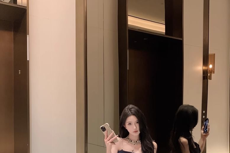 Camisole Floral Fit Bootcut Slim Top Lace Pants Plain / Button