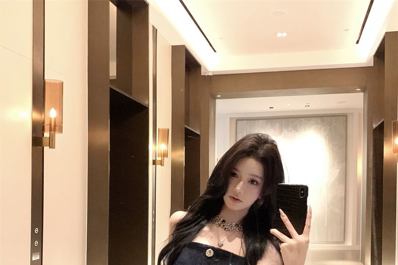 Camisole Floral Fit Bootcut Slim Top Lace Pants Plain / Button