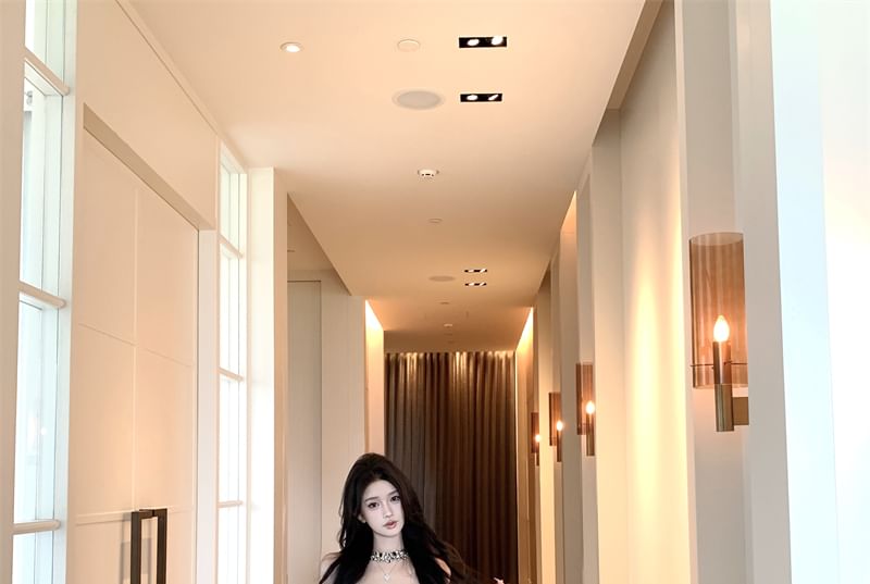 Camisole Floral Fit Bootcut Slim Top Lace Pants Plain / Button