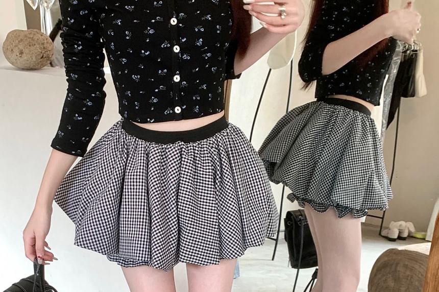 Skirt Mini Rise A-Line High Hem Bubble