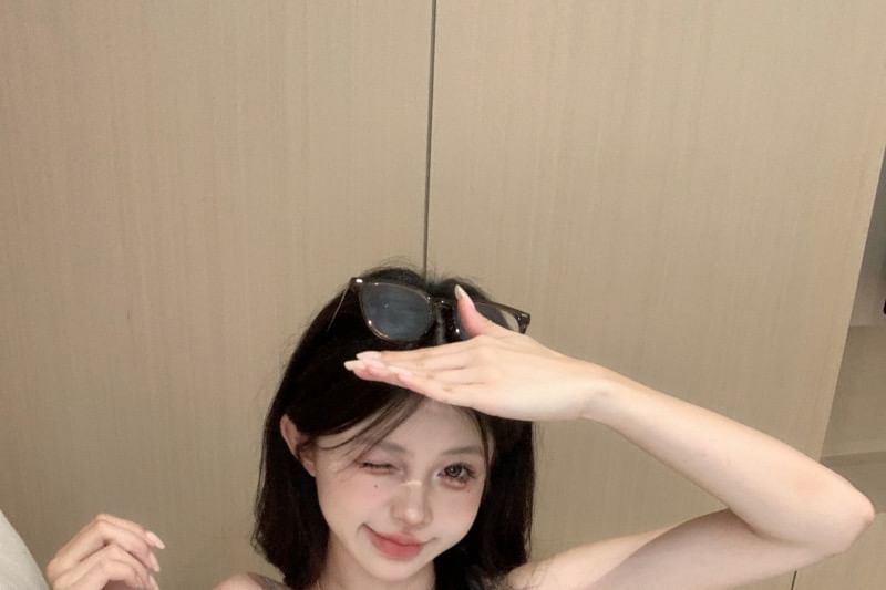 Trim Strap Bodycon Print Mini Spaghetti Dress Lace