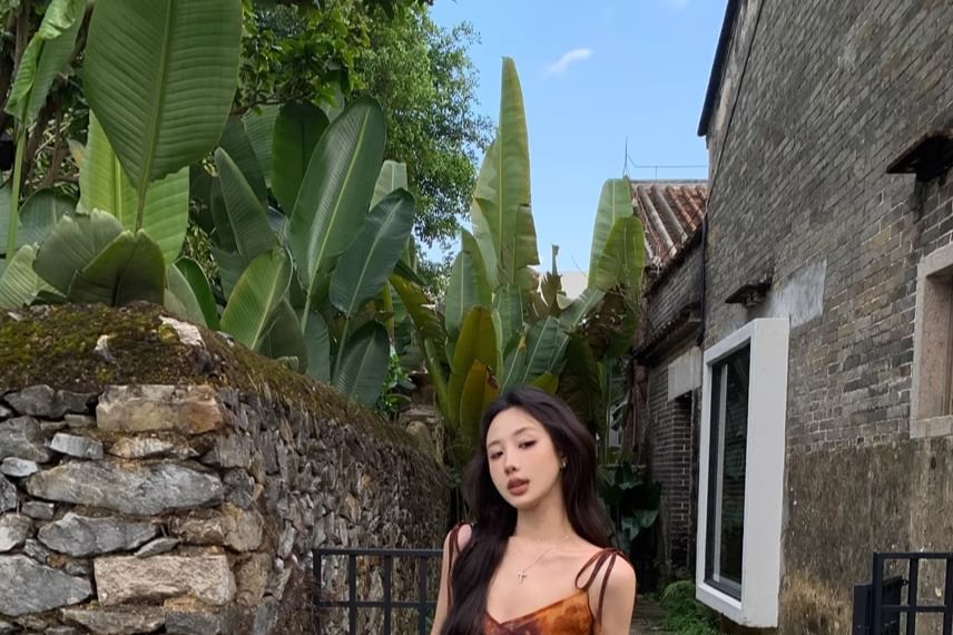 Long Tie Dye Asymmetrical Camisole Top