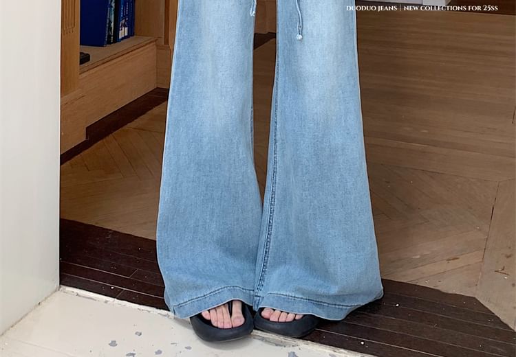 Washed Lace Flared High Panel Rise Jeans