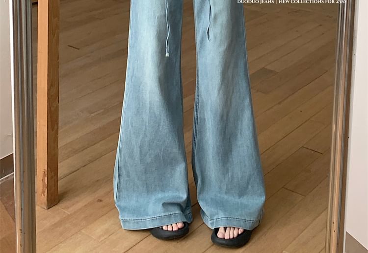 Washed Lace Flared High Panel Rise Jeans