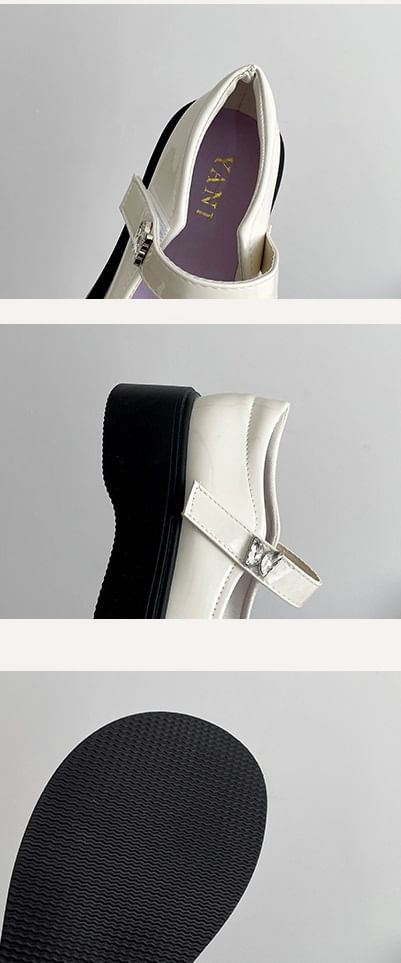 Bow Jane Platform Shoes Butterfly Leather Mary Patent