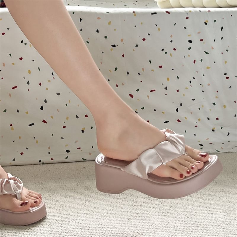 Thong Platform Ruched Sandals