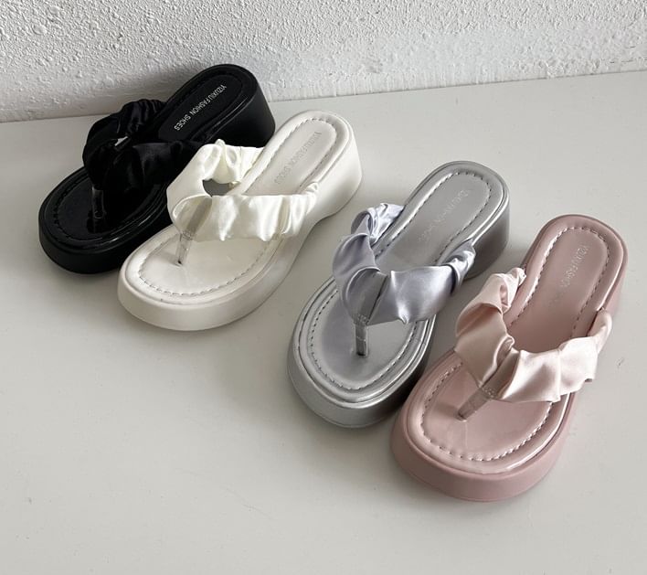 Thong Platform Ruched Sandals