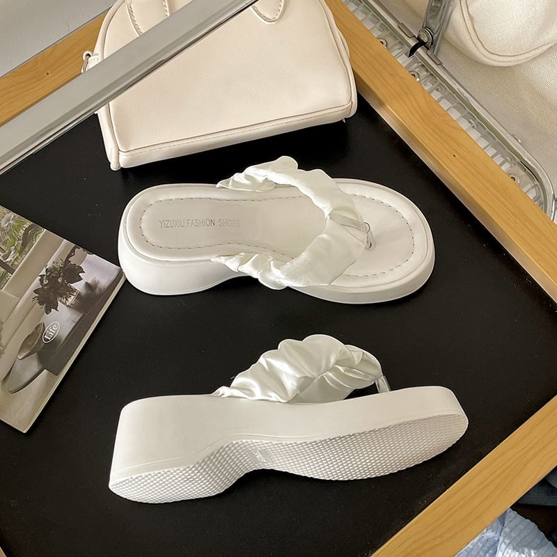 Thong Platform Ruched Sandals