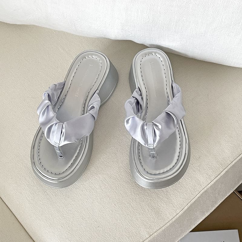 Thong Platform Ruched Sandals