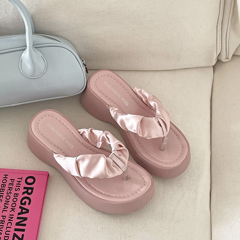 Thong Platform Ruched Sandals