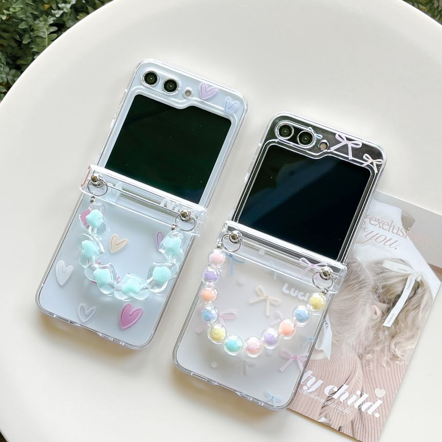 Phone Strap Heart Bow Set Case /