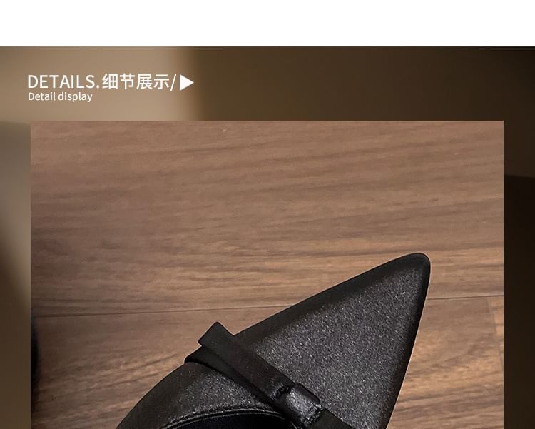 Bow Sandals Slingback Heel Satin Pointed Toe High