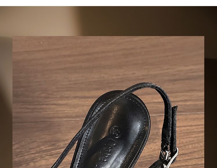 Bow Sandals Slingback Heel Satin Pointed Toe High