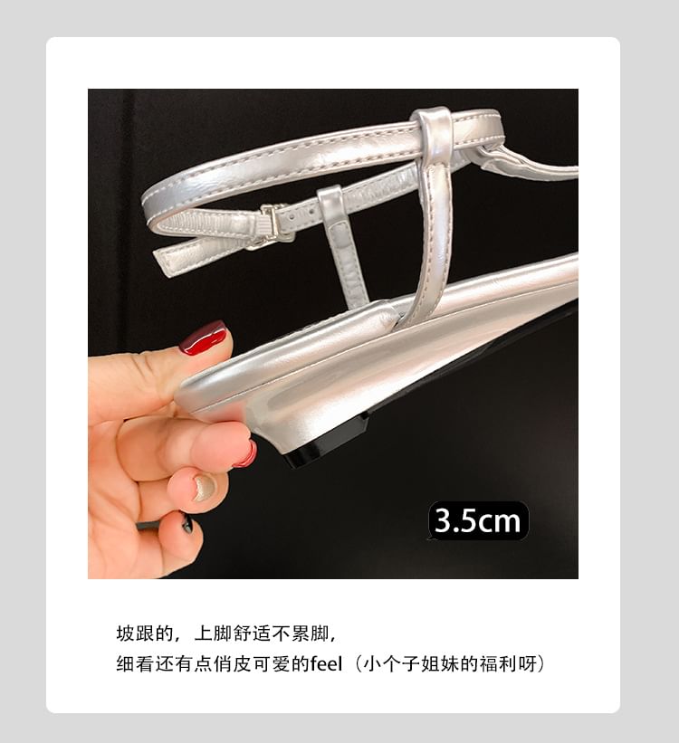 Sandals Toe Slingback Pointed Heel Genuine Leather Wedge