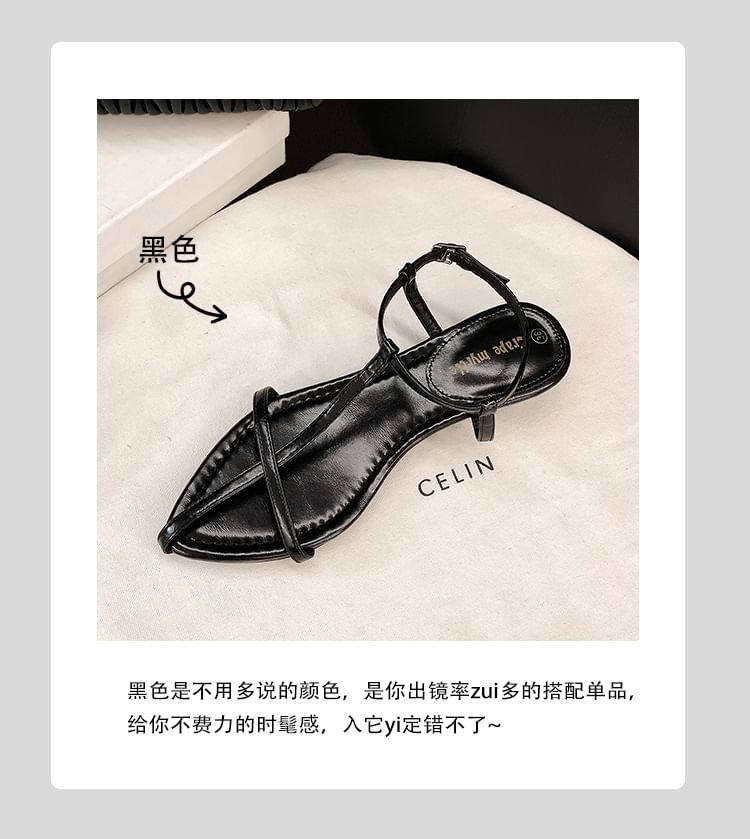 Sandals Toe Slingback Pointed Heel Genuine Leather Wedge