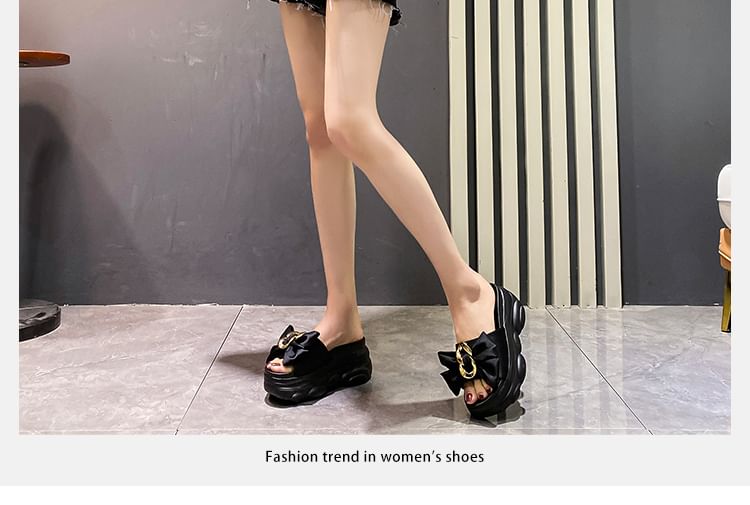 Bow Slide Platform Sandals