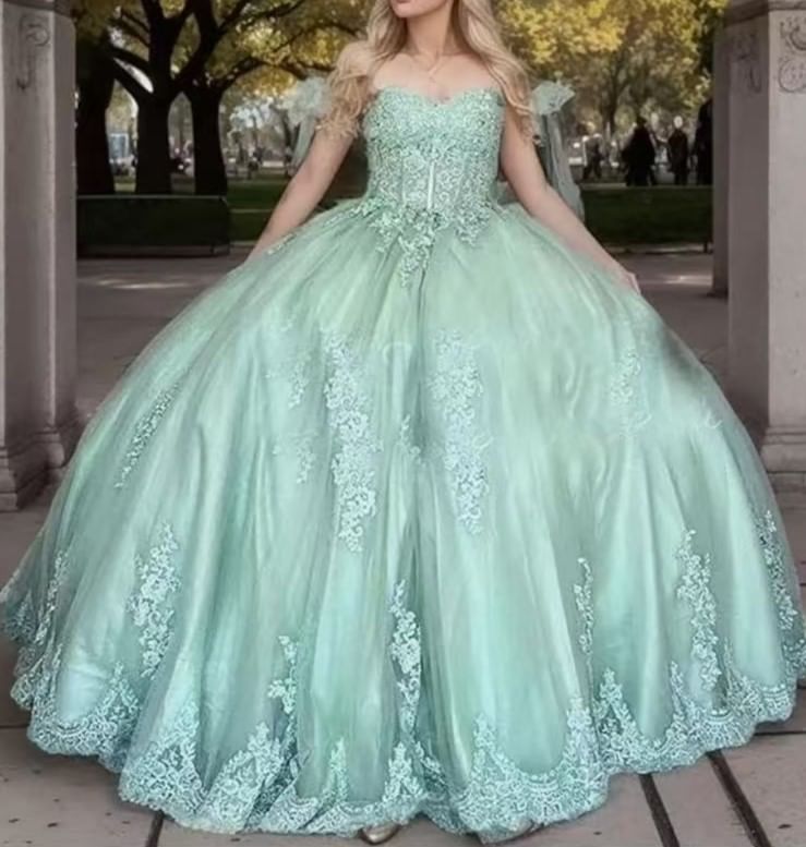 Floral Ball Off-Shoulder Embroidered Gown