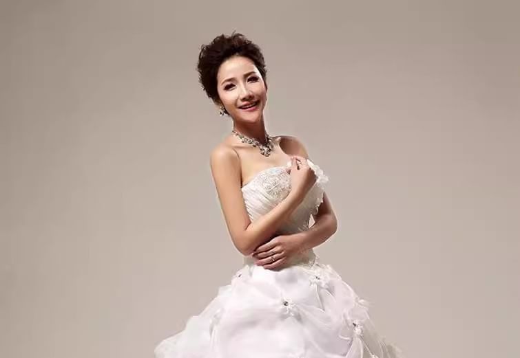 Strapless Floral Ruched Ball Panel Gown Lace Accent