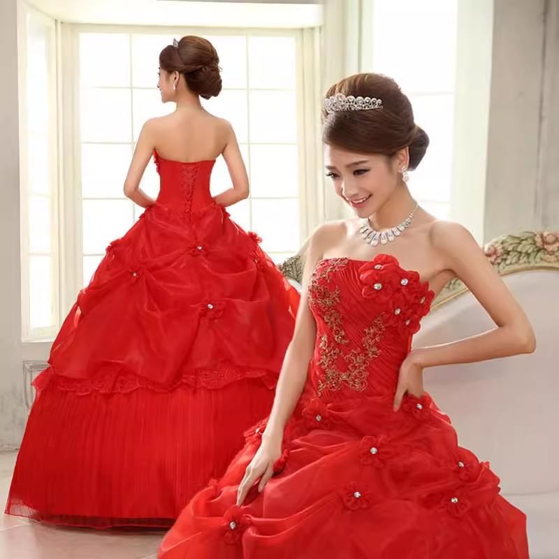 Strapless Floral Ruched Ball Panel Gown Lace Accent