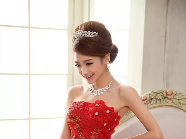 Strapless Floral Ruched Ball Panel Gown Lace Accent